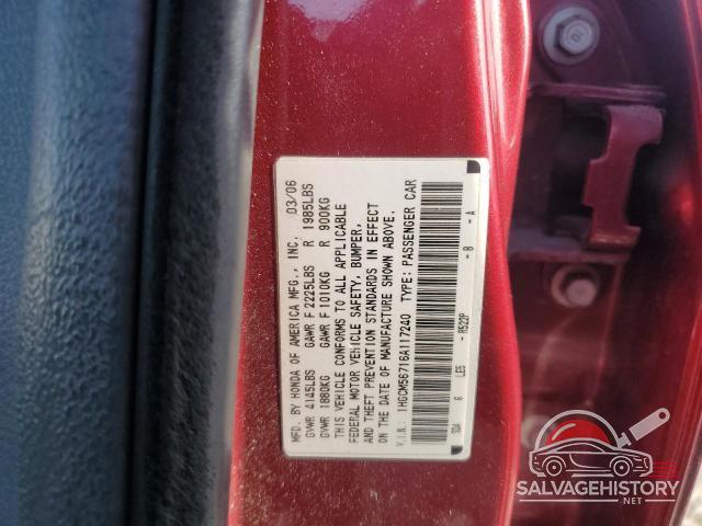 1HGCM56716A117240 2006 HONDA ACCORD photo no. 12