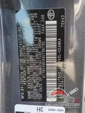 4T1BE46K99U796792 2009 TOYOTA CAMRY photo no. 12