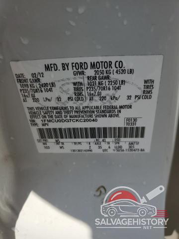 1FMCU0DG7CKC20040 2012 FORD ESCAPE photo no. 14