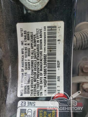 1HGFA16887L099882 2007 HONDA CIVIC photo no. 12