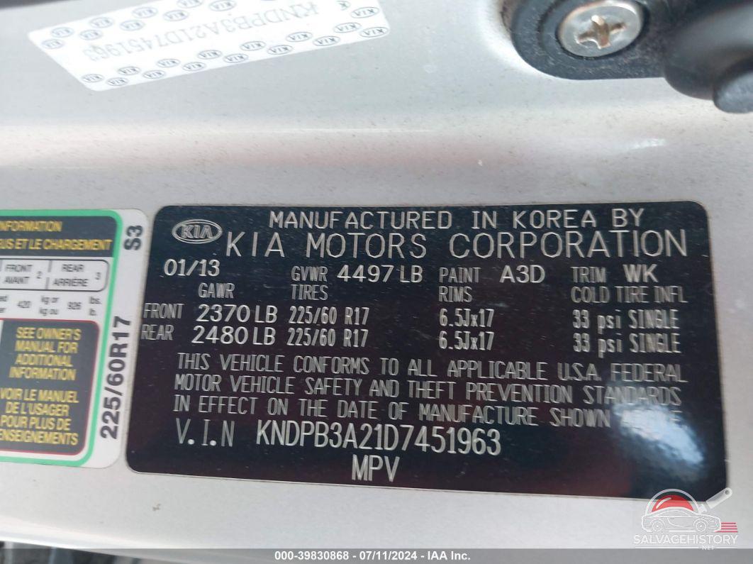 KNDPB3A21D7451963 2013 KIA SPORTAGE photo no. 9