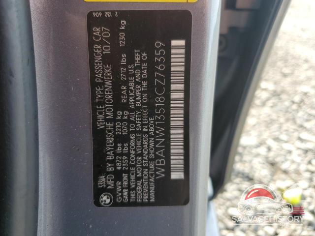 WBANW13518CZ76359 2008 BMW 5 SERIES photo no. 12