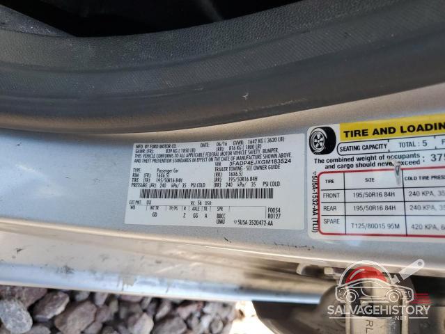 3FADP4EJXGM183524 2016 FORD FIESTA photo no. 12