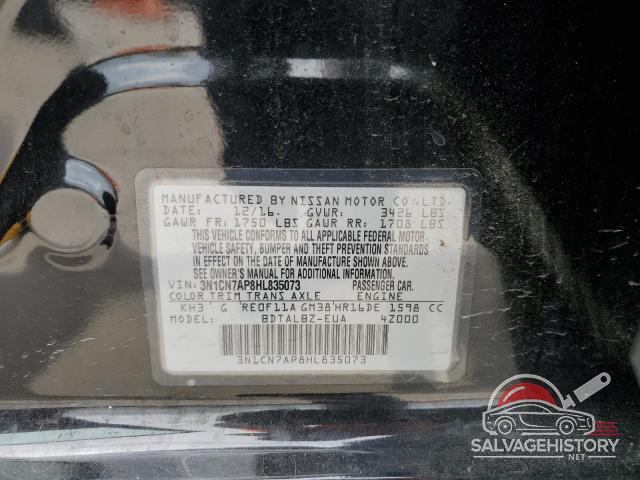 3N1CN7AP8HL835073 2017 NISSAN VERSA photo no. 12