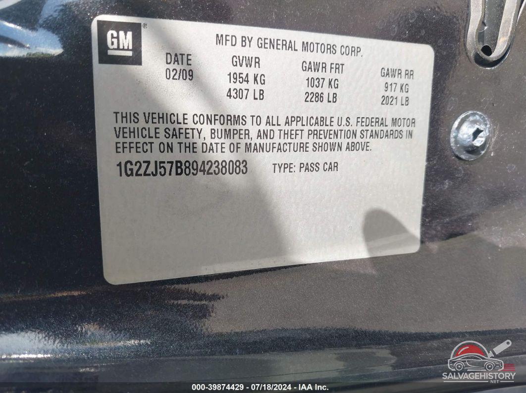 1G2ZJ57B894238083 2009 PONTIAC G6 photo no. 9