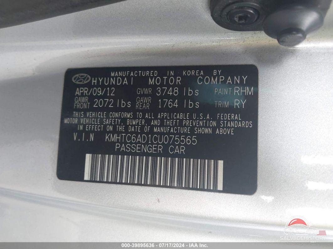 KMHTC6AD1CU075565 2012 HYUNDAI VELOSTER photo no. 9