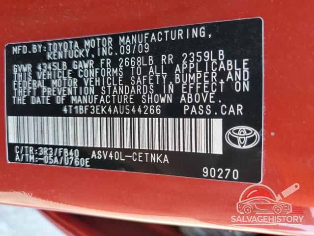 4T1BF3EK4AU544266 2010 TOYOTA CAMRY photo no. 12