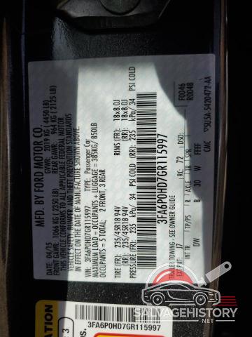 3FA6P0HD7GR115997 2016 FORD FUSION photo no. 12