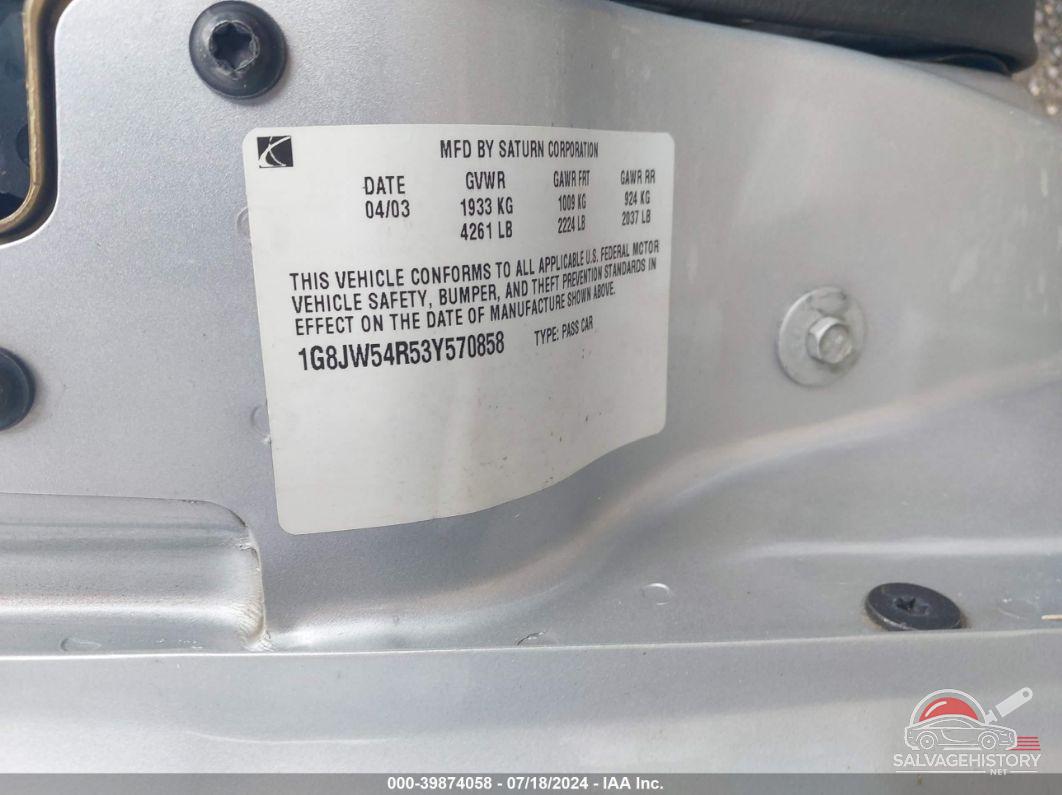 1G8JW54R53Y570858 2003 SATURN L300 photo no. 9
