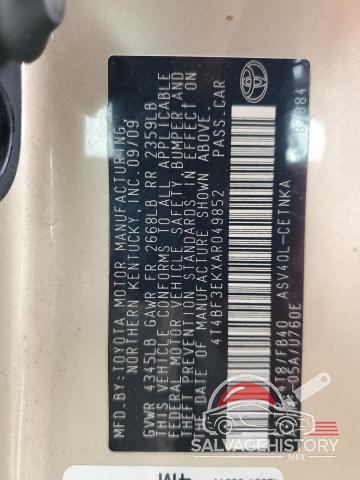 4T4BF3EKXAR049852 2010 TOYOTA CAMRY photo no. 12