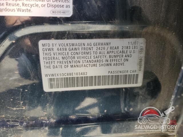 WVWEK93C88E103482 2008 VOLKSWAGEN PASSAT photo no. 12