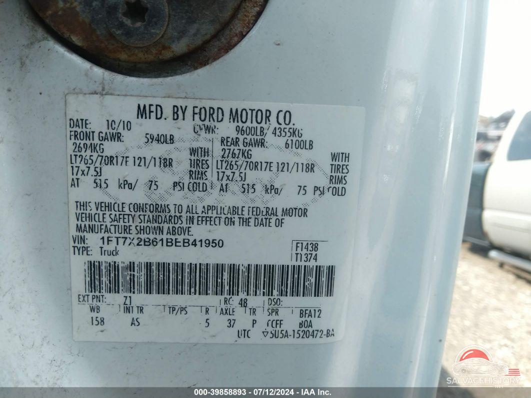 1FT7X2B61BEB41950 2011 FORD F250 photo no. 9
