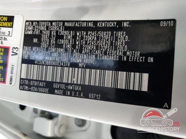 4T3ZK3BBXAU034378 2010 TOYOTA VENZA photo no. 13