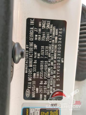 5XYKUDA2XBG034786 2011 KIA SORENTO photo no. 12