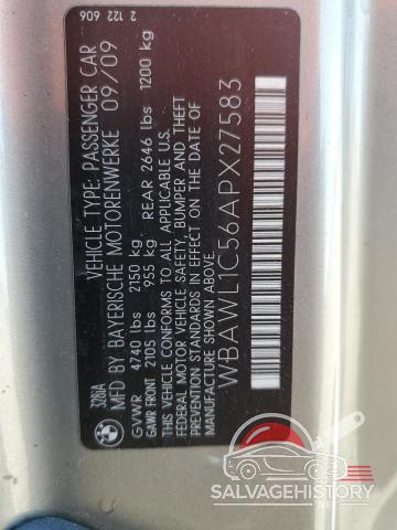 WBAWL1C56APX27583 2010 BMW 3 SERIES photo no. 12