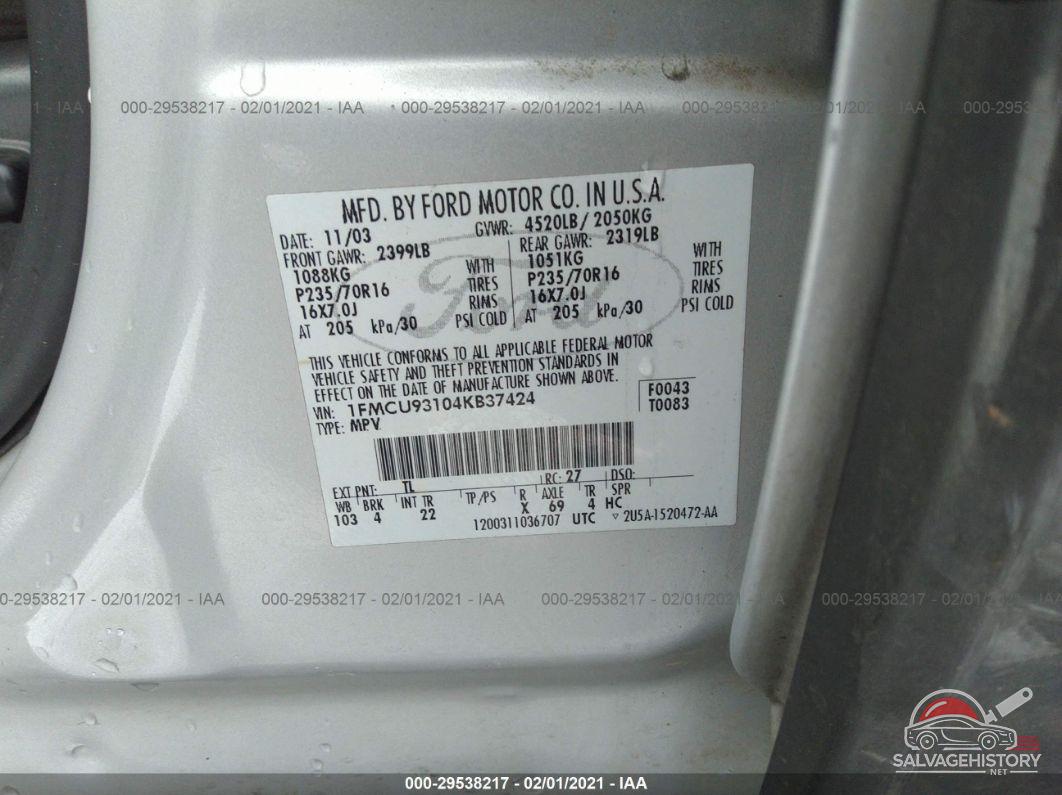 1FMCU93104KB37424 2004 FORD ESCAPE photo no. 9