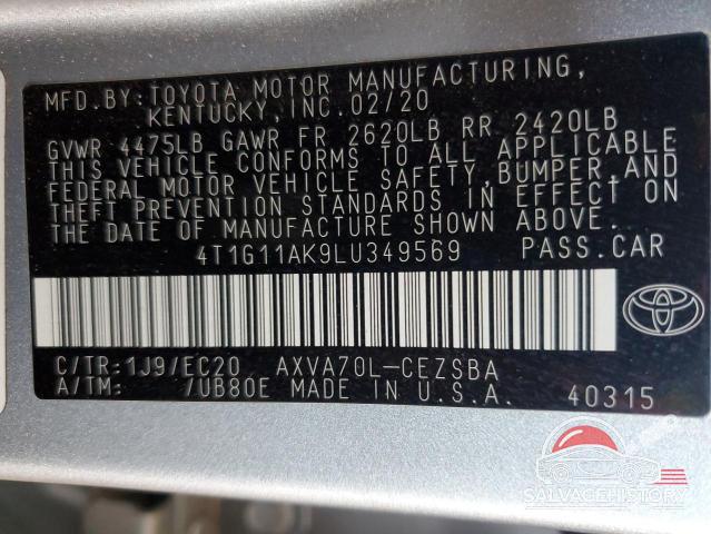 4T1G11AK9LU349569 2020 TOYOTA CAMRY photo no. 13