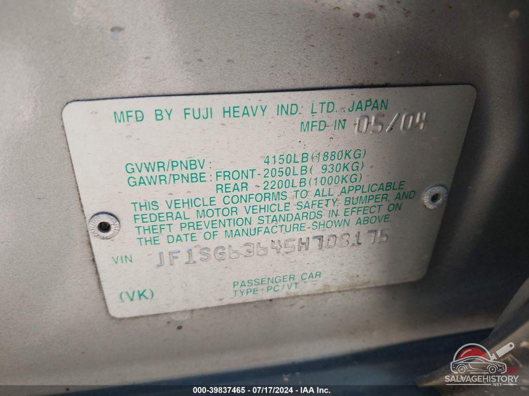 JF1SG63645H708175 2005 SUBARU FORESTER photo no. 9