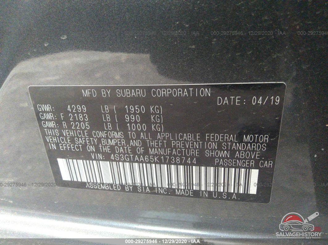 4S3GTAA65K1738744 2019 SUBARU IMPREZA photo no. 9