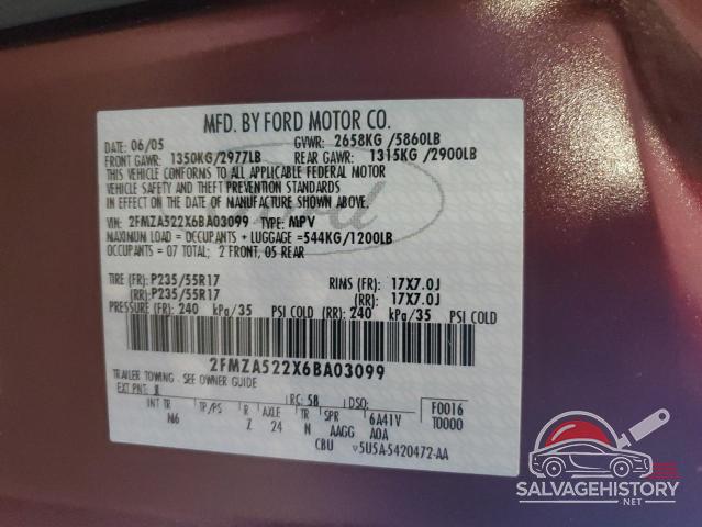 2FMZA522X6BA03099 2006 FORD FREESTAR photo no. 13