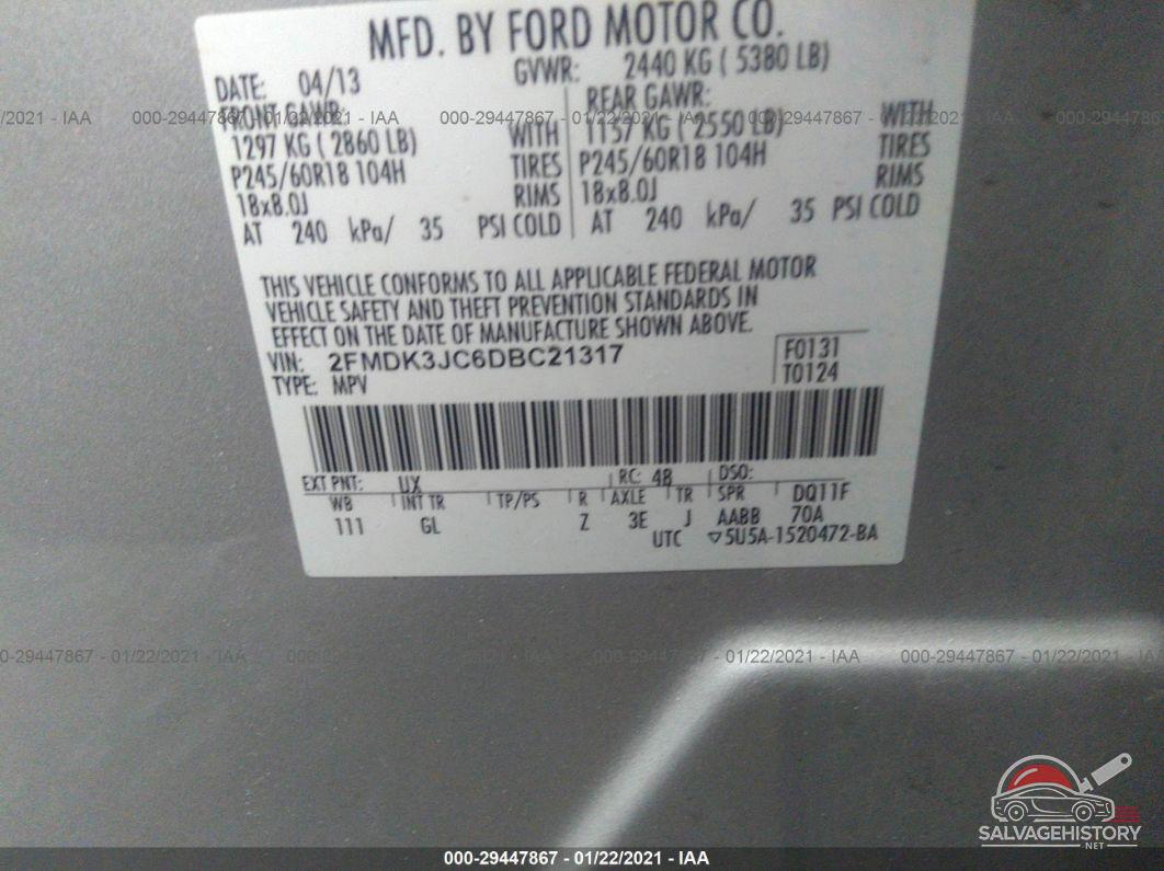 2FMDK3JC6DBC21317 2013 FORD EDGE photo no. 9
