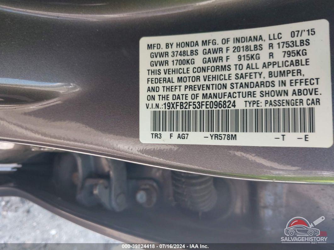 19XFB2F53FE096824 2015 HONDA CIVIC photo no. 9