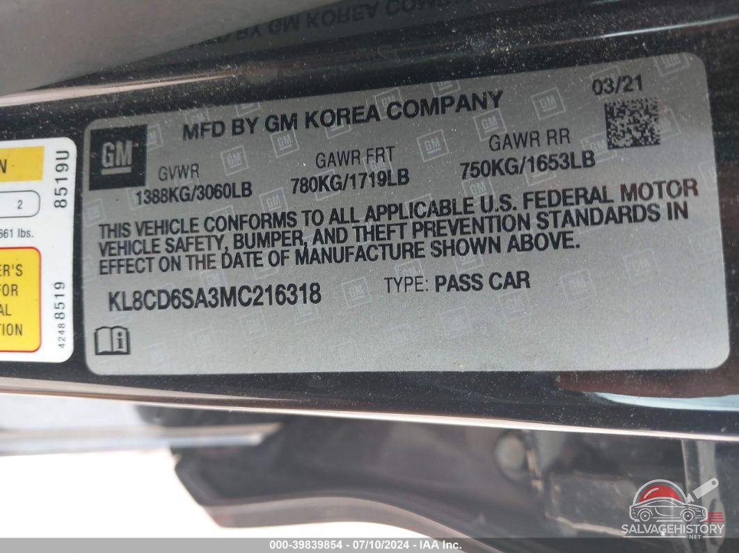 KL8CD6SA3MC216318 2021 CHEVROLET SPARK photo no. 9