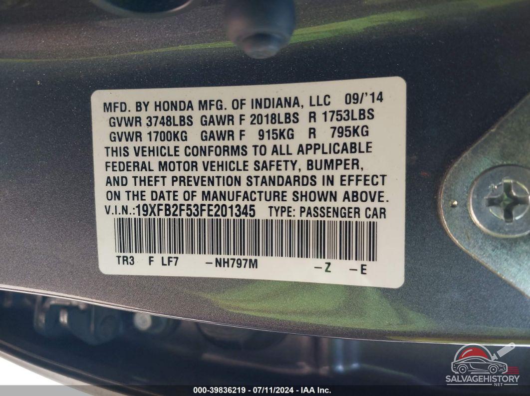 19XFB2F53FE201345 2015 HONDA CIVIC photo no. 9