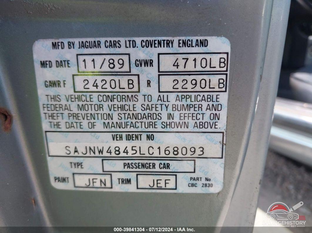 SAJNW4845LC168093 1990 JAGUAR XJS photo no. 9