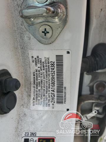 2HGFA16809H524382 2009 HONDA CIVIC photo no. 13