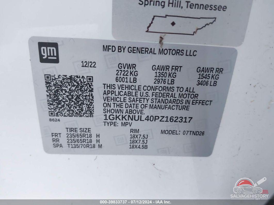 1GKKNUL40PZ162317 2023 GMC ACADIA photo no. 9