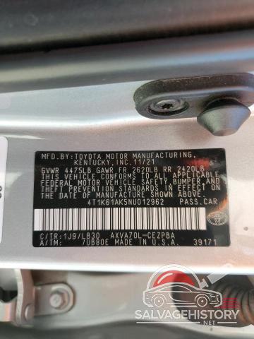 4T1K61AK5NU012962 2022 TOYOTA CAMRY photo no. 12
