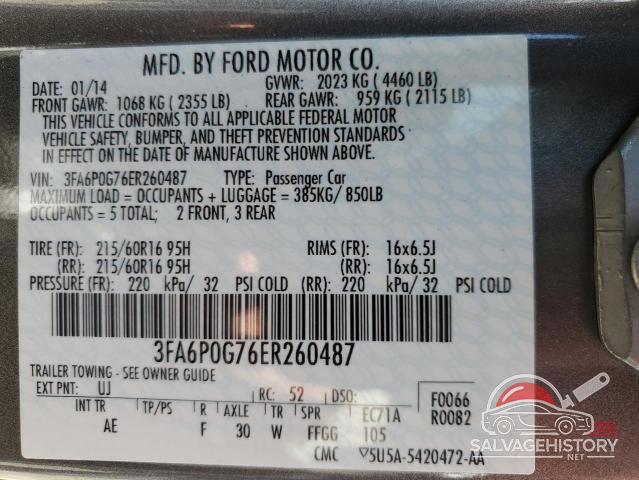 3FA6P0G76ER260487 2014 FORD FUSION photo no. 12