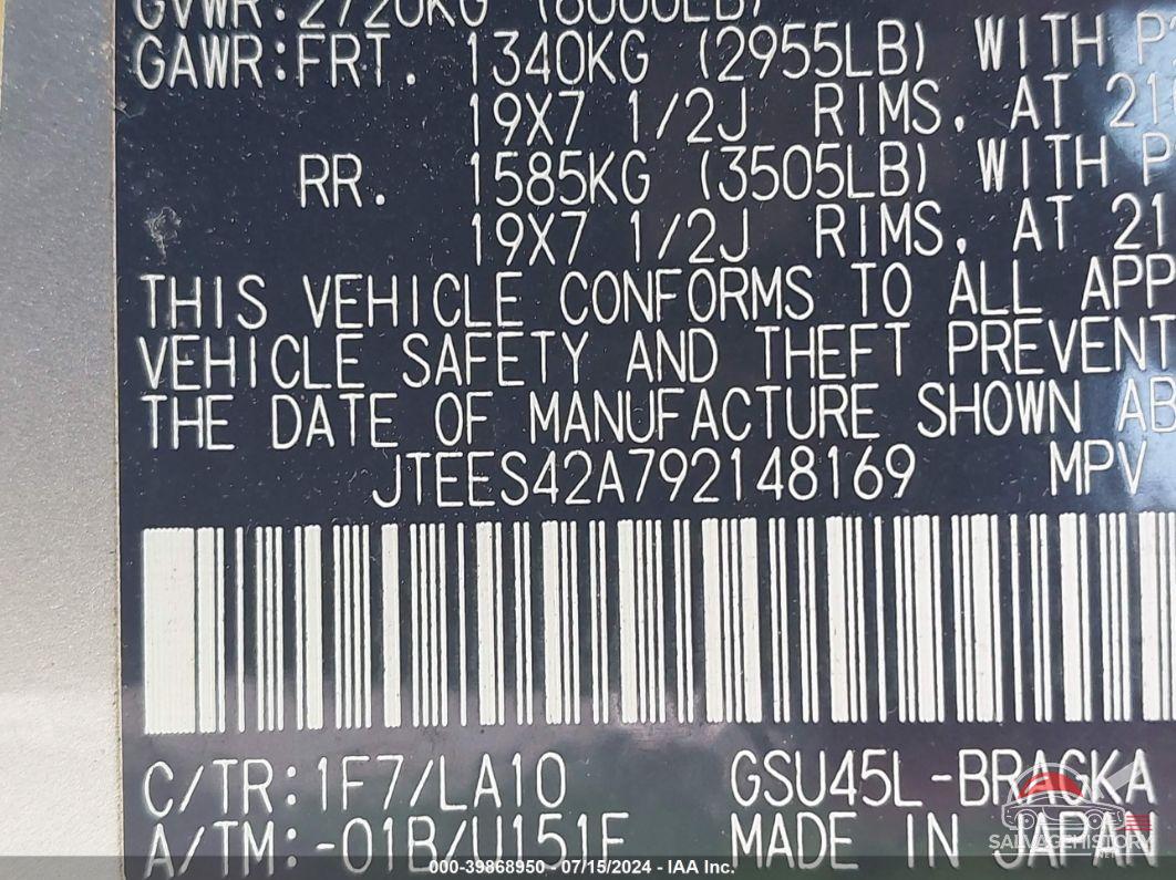 JTEES42A792148169 2009 TOYOTA HIGHLANDER photo no. 9