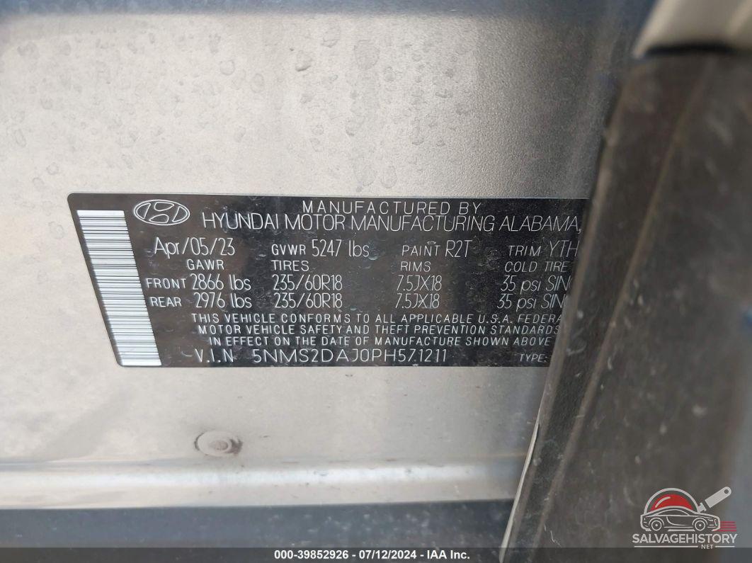 5NMS2DAJ0PH571211 2023 HYUNDAI SANTA FE photo no. 9
