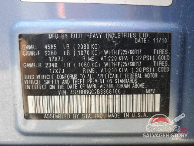 4S4BRBGC2B3368106 2011 SUBARU OUTBACK photo no. 13