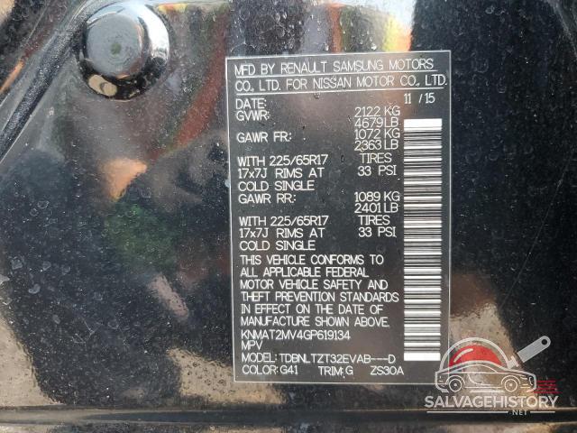 KNMAT2MV4GP619134 2016 NISSAN ROGUE photo no. 14