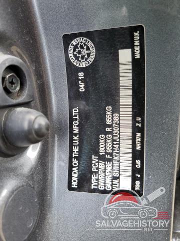 SHHFK7H41JU307389 2018 HONDA CIVIC photo no. 12