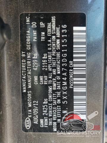 5XXGM4A73DG115136 2013 KIA OPTIMA photo no. 12