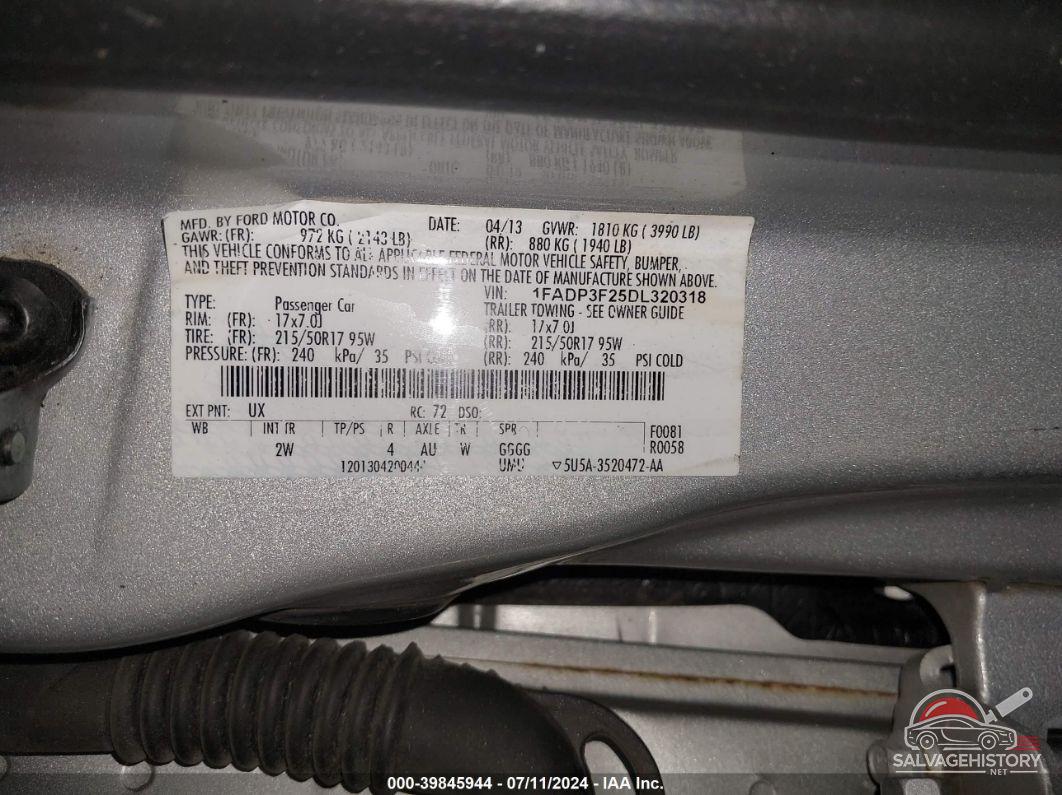 1FADP3F25DL320318 2013 FORD FOCUS photo no. 9