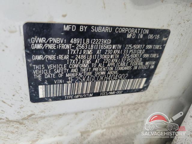 JF2SKAGC0KH404902 2019 SUBARU FORESTER photo no. 12
