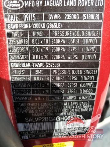 SALVP2BG4GH088353 2016 LAND ROVER RANGEROVER photo no. 12