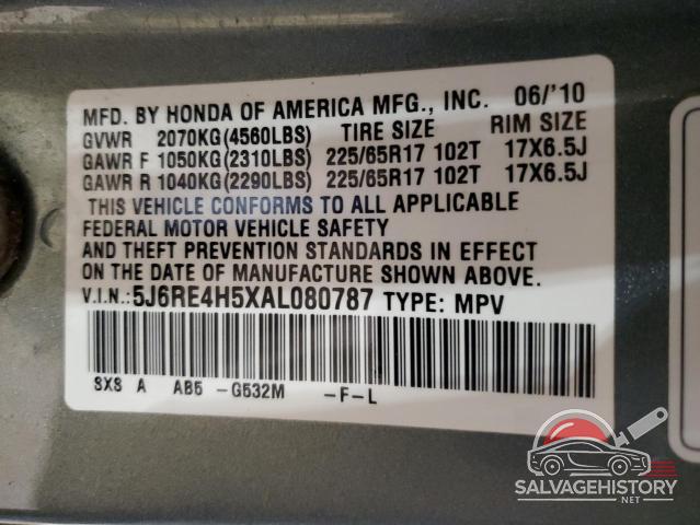 5J6RE4H5XAL080787 2010 HONDA CRV photo no. 13