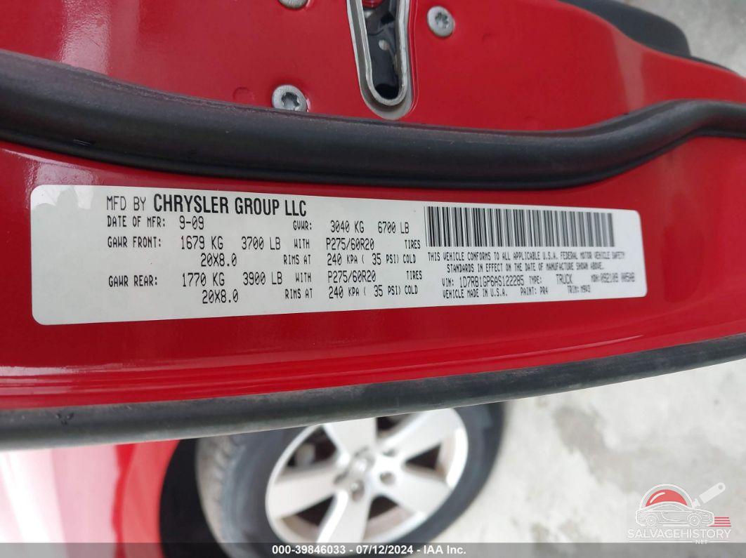 1D7RB1GP6AS122285 2010 DODGE RAM 1500 photo no. 9