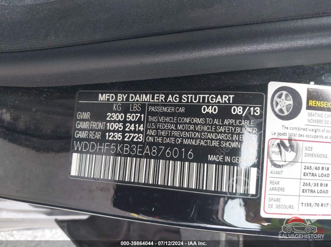 WDDHF5KB3EA876016 2014 MERCEDES-BENZ E 350 photo no. 9
