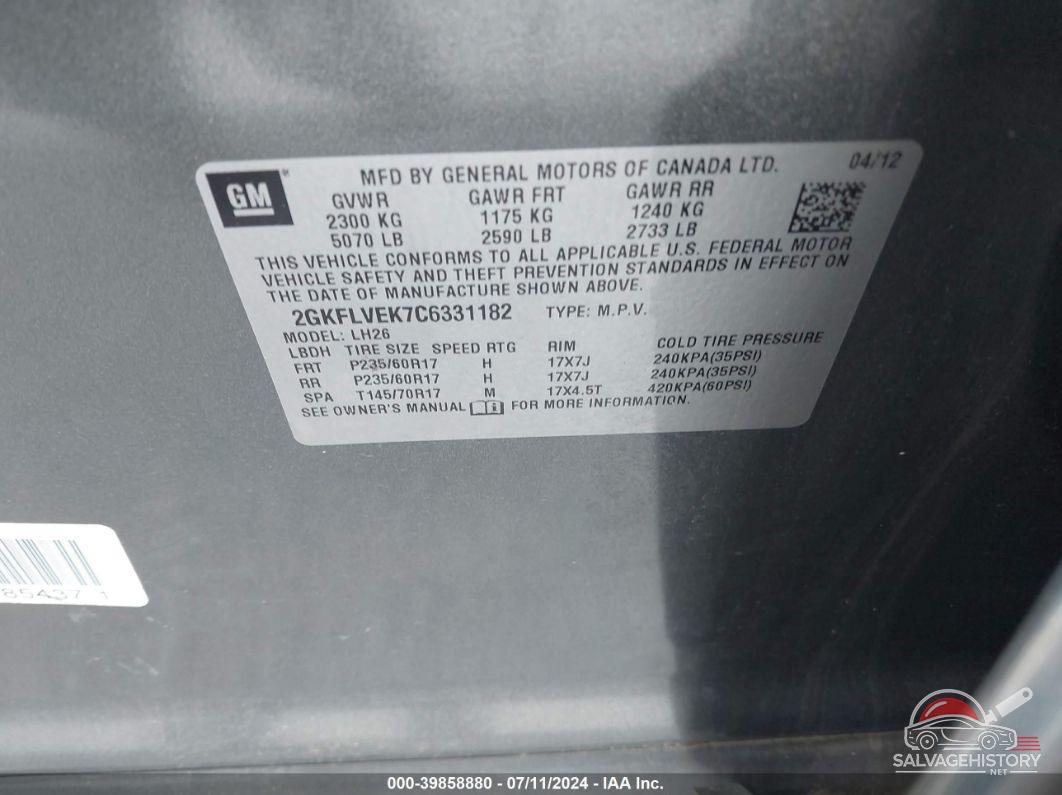 2GKFLVEK7C6331182 2012 GMC TERRAIN photo no. 9