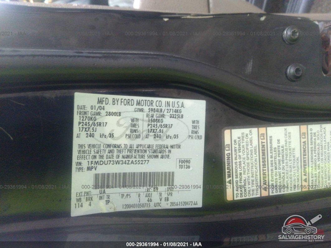 1FMDU73W34ZA55277 2004 FORD EXPLORER photo no. 9