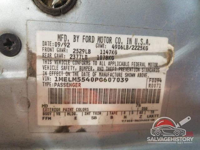 1MELM5540PG607039 1993 MERCURY SABLE photo no. 12