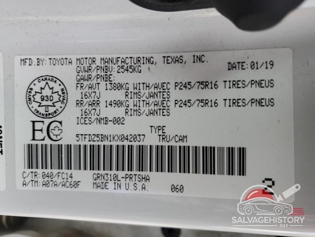 5TFDZ5BN1KX042037 2019 TOYOTA TACOMA photo no. 12
