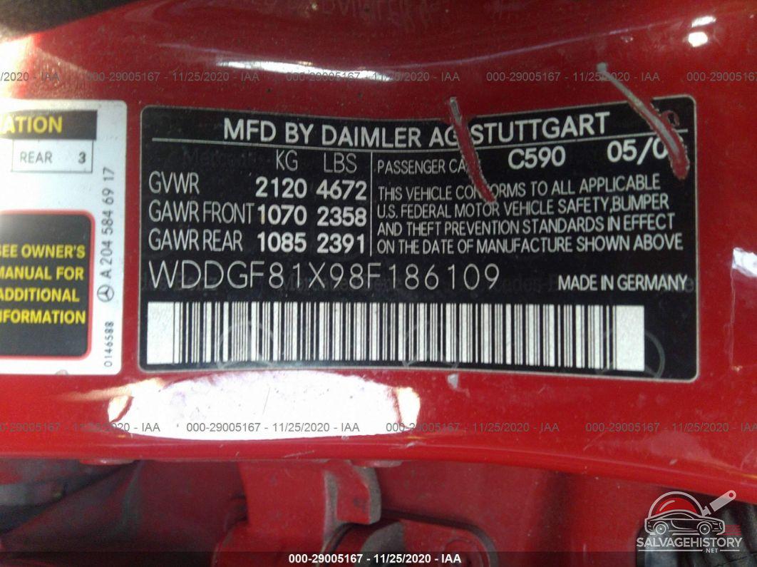 WDDGF81X98F186109 2008 MERCEDES-BENZ C-CLASS photo no. 9